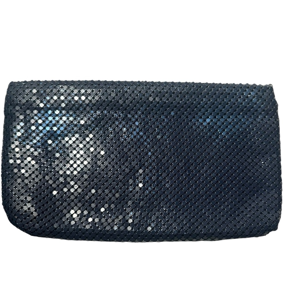 Whiting & Davis Navy Blue Mesh Clutch